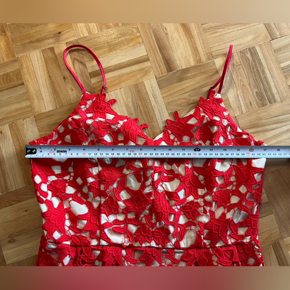 NWT Birdseye Red Lace Overlay Dress - Picture 5 of 6